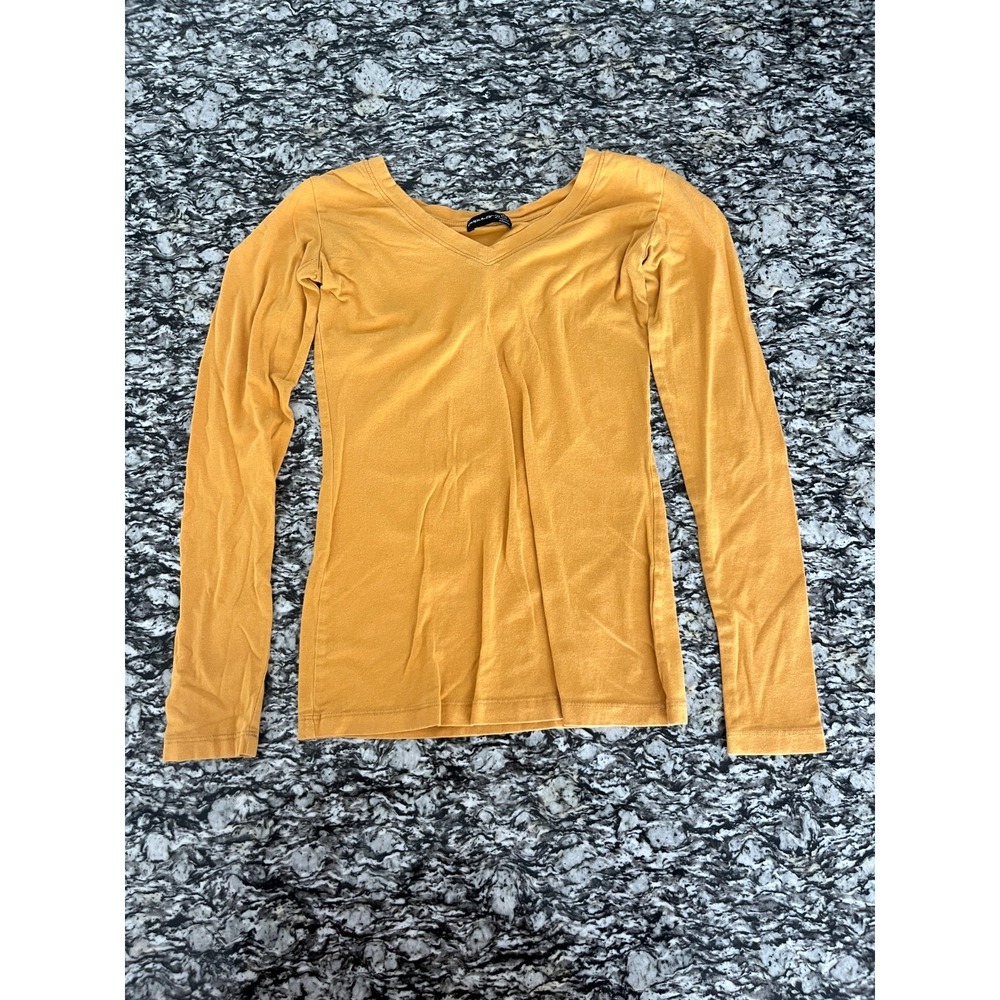 Popular 21 Blouse Top‎ Womens Small Mustard Yellow V Neck Everyday Wear Shirt